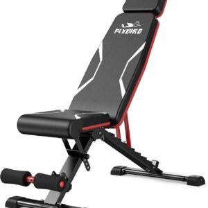 FLYBIRD WB3 Weight Bench Fits up to 6’5”, 750LBS Capacity Adjustable Weight Bench for Full Body Workout, 27LBS Sturdy Foldable Bench Press for Home Gym, 5X Stable Lifting Bench Incline Decline Flat Dumbbell Exercise