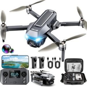 GPS Drones with Camera for Adults 4K, FPV Drone Under 249g with Brushless Motor, GPS Auto Return, Follow Me, Waypoint Flight, Foldable Drone with Gesture Control, 46Mins with 2 Batteries, Black Gray