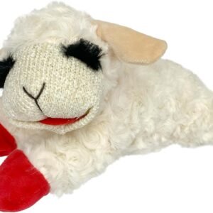 Multipet Lamb Chop Dog Plush Toy – Squeaky Toy for Small & Medium Dogs – Extra Soft Plush – Stuffed Animal for Cuddling & Playing (10″, Cream, 5 Squeakers)