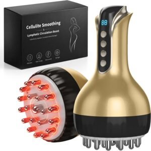 Lymphatic Drainage Massager & Anti-Cellulite Massage Tool, Body Sculpting Device for Legs, Arms & Stomach, Supports Smoother Skin, with Gentle Warming & Vibration – Gold