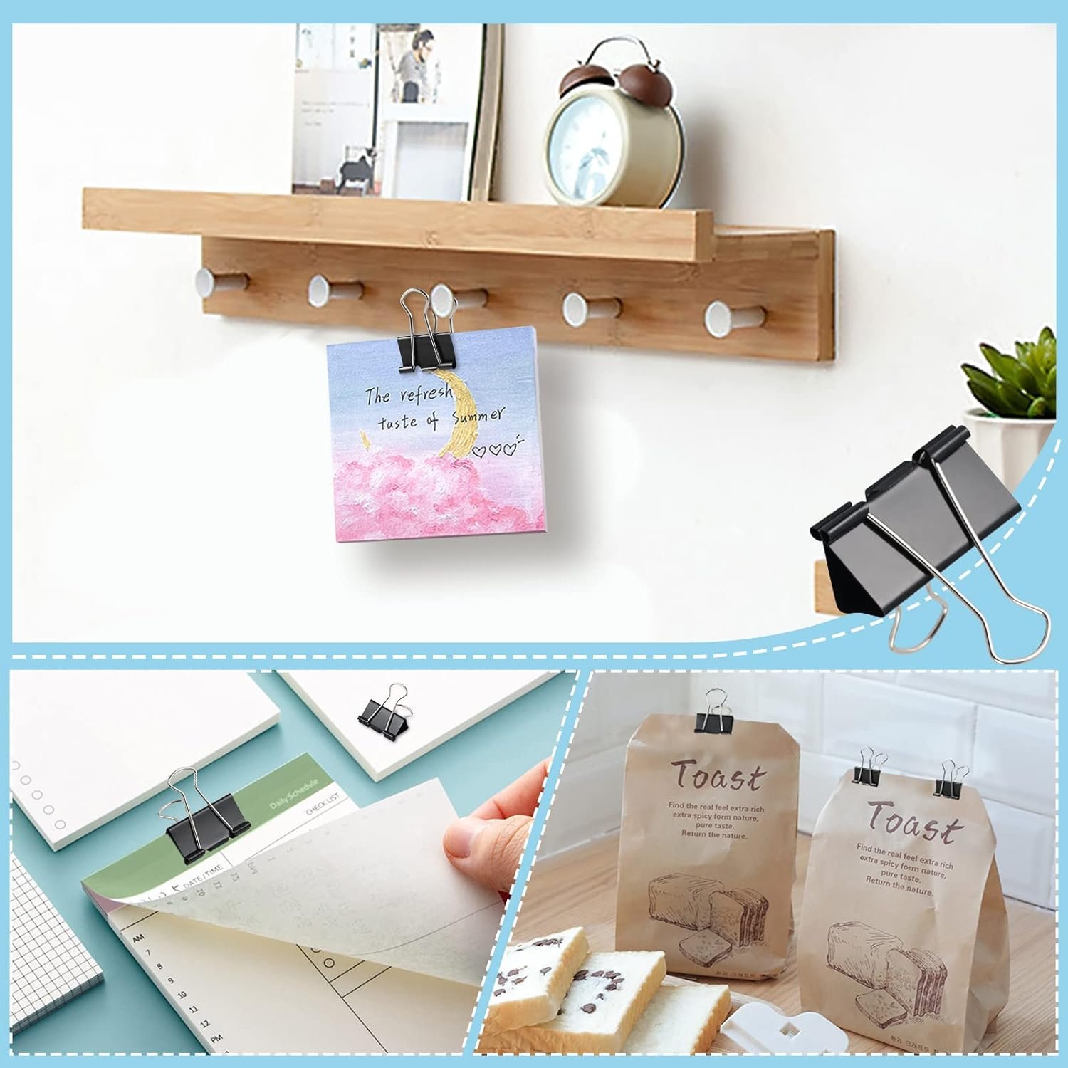 208 PCS Binder Clips Paper Clamps Assorted Sizes, Metal Paper Binder Clip, Black Binding Paperwork Clamp Bulk, School Teachers Office Supplies - Image 6