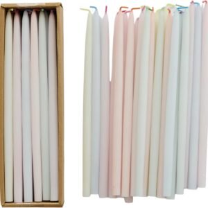 Creative Co-Op Set of 24 Unscented Thin Taper Candles with Multi-Color Wicks, Boxed