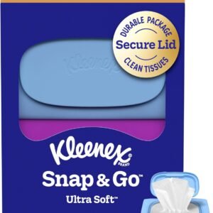 Kleenex Snap & Go Ultra Soft Facial Tissues, 4 On-the-Go Packs, 25 Tissues per Pack, 3-Ply, Packaging May Vary
