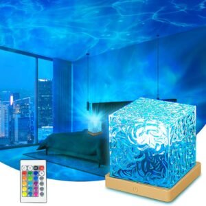 Ocean Wave Projector Light, 16 Colors Havie Cube Lamp, 3D Holographic Water Ripple Lamp with Remote Control, Northern Night Light for Bedroom, Mood Ambient Lighting for Home