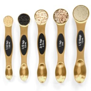 Magnetic Measuring Spoons Set Stainless Steel with Leveler, Stackable Metal Tablespoon Measure Spoon for Baking, Measuring Cups and Spoon Set Kitchen Gadgets Apartment Essentials Fits in Spice Jars
