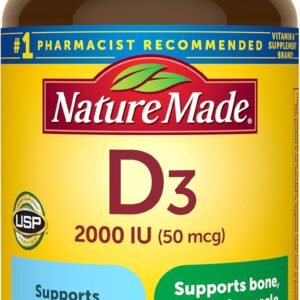 Nature Made Vitamin D3 2000 IU (50 mcg), Vitamin D Supplement for Bone, Teeth, Muscle and Immune Health Support, 250 Softgels, 250 Day Supply