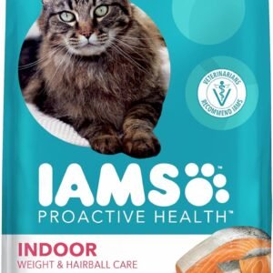 IAMS Proactive Health Dry Cat Food, Indoor Weight and Hairball Care Cat Food Dry Recipe, with Salmon, 7 lb. Bag