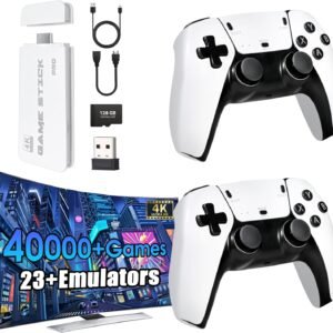 2026New Wireless Retro Game Console 23 Simulators and Over 40,000 Games Plug and Play 4K HD HDMI TV Game 2.4G Wireless Controllers(128G)