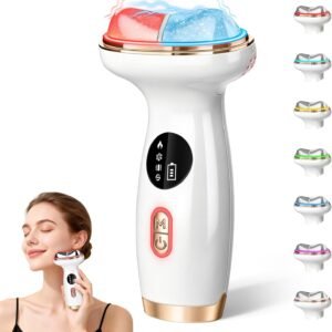 7-in-1 Cold Heated Facial Massager, Red Light Therapy for Face, Portable Microcurrent Facial Device, Cold Face Depuffer to Shaping and Reduce Swelling,Can Tightening Lifting Electric Gua Sha