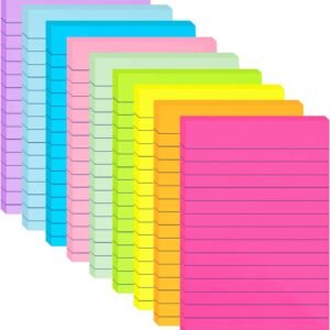 9 Pack Lined Sticky Notes 4×6 in Post Sticky Notes with Lines, 9 Bright Colors Self Sticky Notes Pad Its, Large Ruled Sticky Note for Office, Home, 35 Sheets/Pad