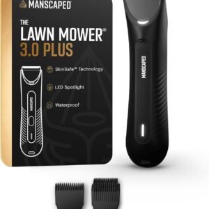 MANSCAPED® The Lawn Mower® 3.0 Plus Groin & Body Hair Trimmer – Updated SkinSafe® Trimmer Blade, Waterproof Wet/Dry Groomer, USB-C Rechargeable, Men’s Wireless Ball Shaver, Tuxedo Black