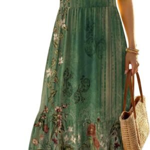 Zeagoo Womens Summer Dresses 2026 Casual Midi Dress Flowy Sundress Ruffle Short Sleeve Tiered Dresses A Line Boho Dress