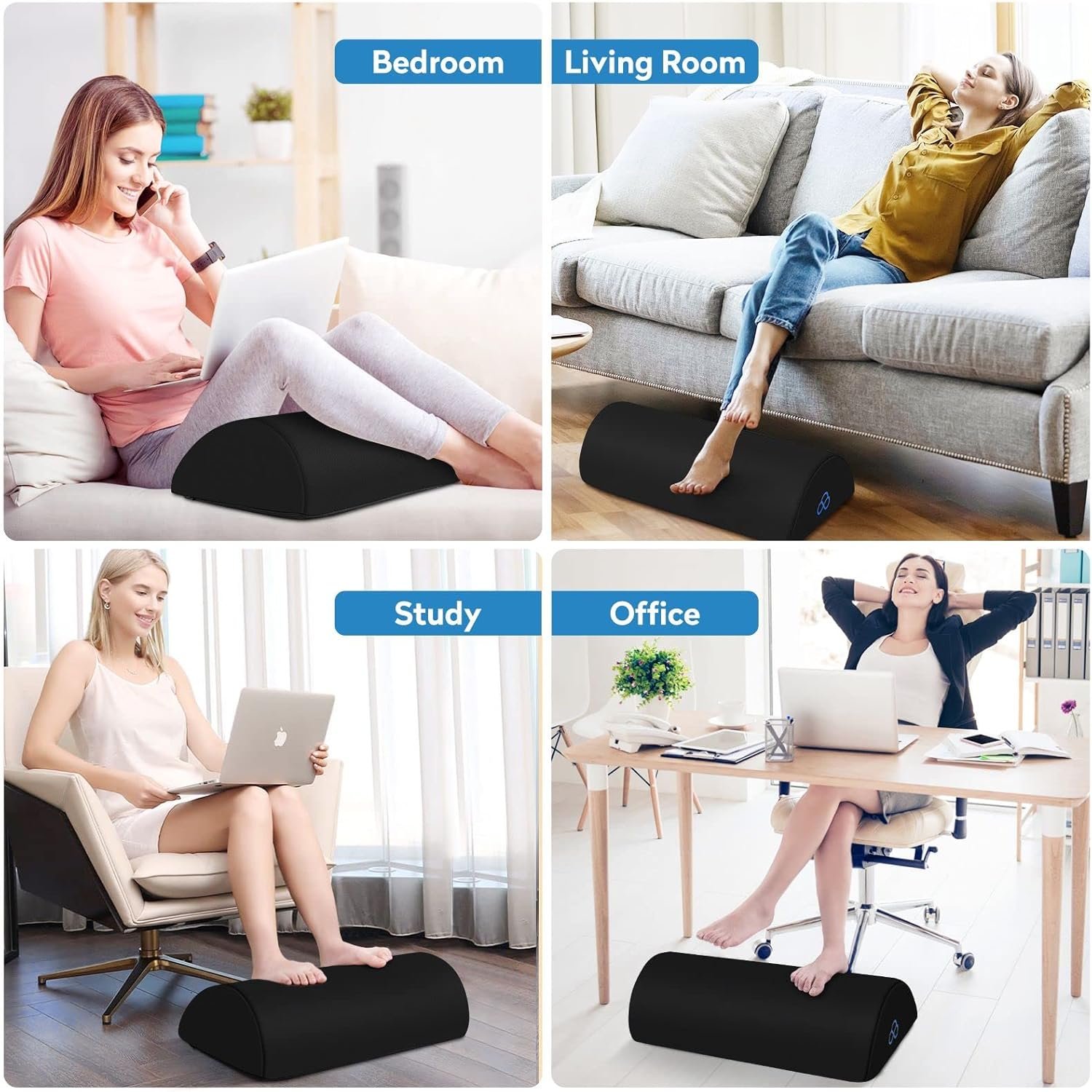 StepLively Foot Rest Ergonomic Pillow for Under Desk at Work, Anti-Fatigue Footrest Support Pillow for Fatigue & Pain Relief, Comfortable for Office Chair, Car Seat & Gaming Chair - Black - Image 6