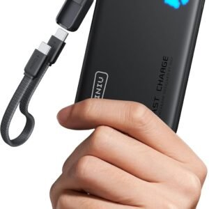 INIU Portable Charger, Ultra Slim 45W Fast Charging with Attached USB C Cable, Flight-Safe 10000mAh PD Power Bank Battery Pack, Travel Essential Phone Powerbank for iPhone 17 16 Samsung S25 Google etc