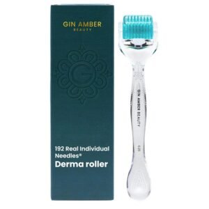 Gin Amber Beauty Derma Roller for Face | 192 Stainless Steel Needles | 0.25mm Skincare Tool for Serum Absorption & Skin Texture | CE & RoHS Certified