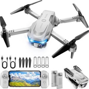 Drone with 1080P Camera – Foldable Remote Control Quadcopter with Gesture Control, 3D Flip, One Key Start, Emergency Stop, 2 Batteries, Easier to use, Toy for Adults Beginners, Grey