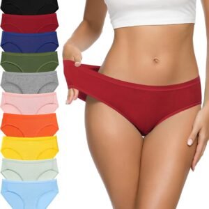 Eiggam Women’s Cotton Bikini Panties,High-Cut Full Coverage Stretch Cool Underwear for Women