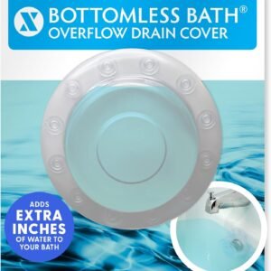 SlipX Solutions Bottomless Bath, Essential Overflow Drain Cover for Bathtub, Best Bath Accessories for Women, Adds Inches of Water to Your Tub for Deeper Soak, 4″ Diameter, Clear