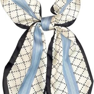 Clysoru Satin Neck Scarf for Women Printed Hair Scarves Bag Scarfs Fashion Elegant Oblique Angle Design 59″ X 5.9″