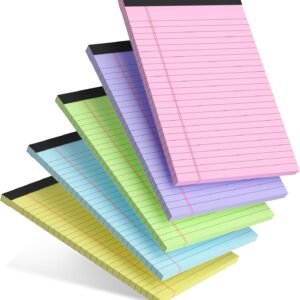 AILZFEI 5pcs Colored Note Pads 5×8 College Ruled Small Legal Pads Paper Notepads 5 Pack Study Back Writing Pads 5 x 8 Paper Pads Perforated Narrow Ruled Pads of Paper 30 Sheets/Pack