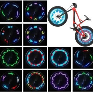 Bike Wheel Lights (2 Pack) – Waterproof LED Bicycle Spoke Tire Lights – Great Gift for Kids Adults – 30 Different Patterns Change – Bike Accessories – Black