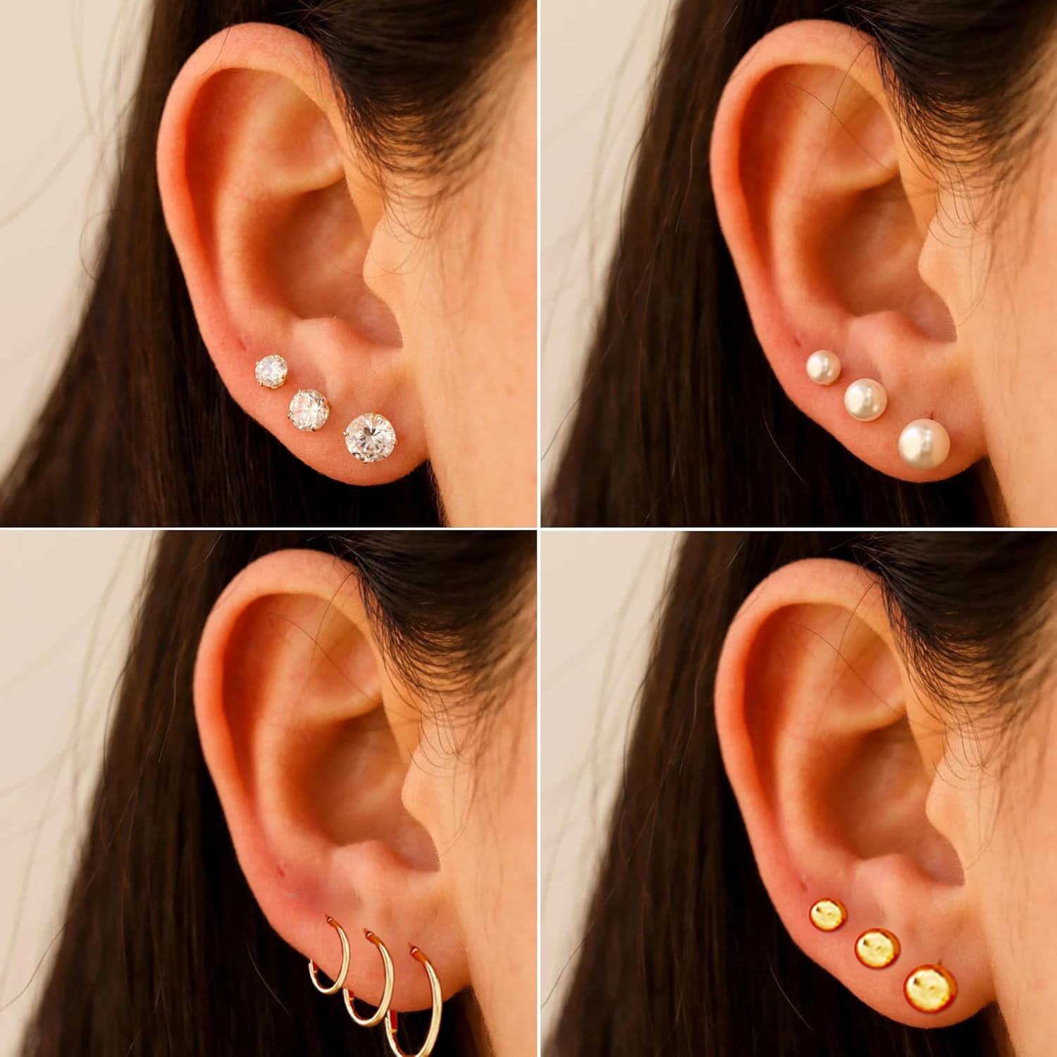 FAXHION 68 Pcs Gold Jewelry Set for Women with 7 Necklace, 17 Bracelet, 5 Hoop Earrings, 15 Stud Earrings, 24 Knuckle Rings for Women Jewelry Set for Women - Image 4