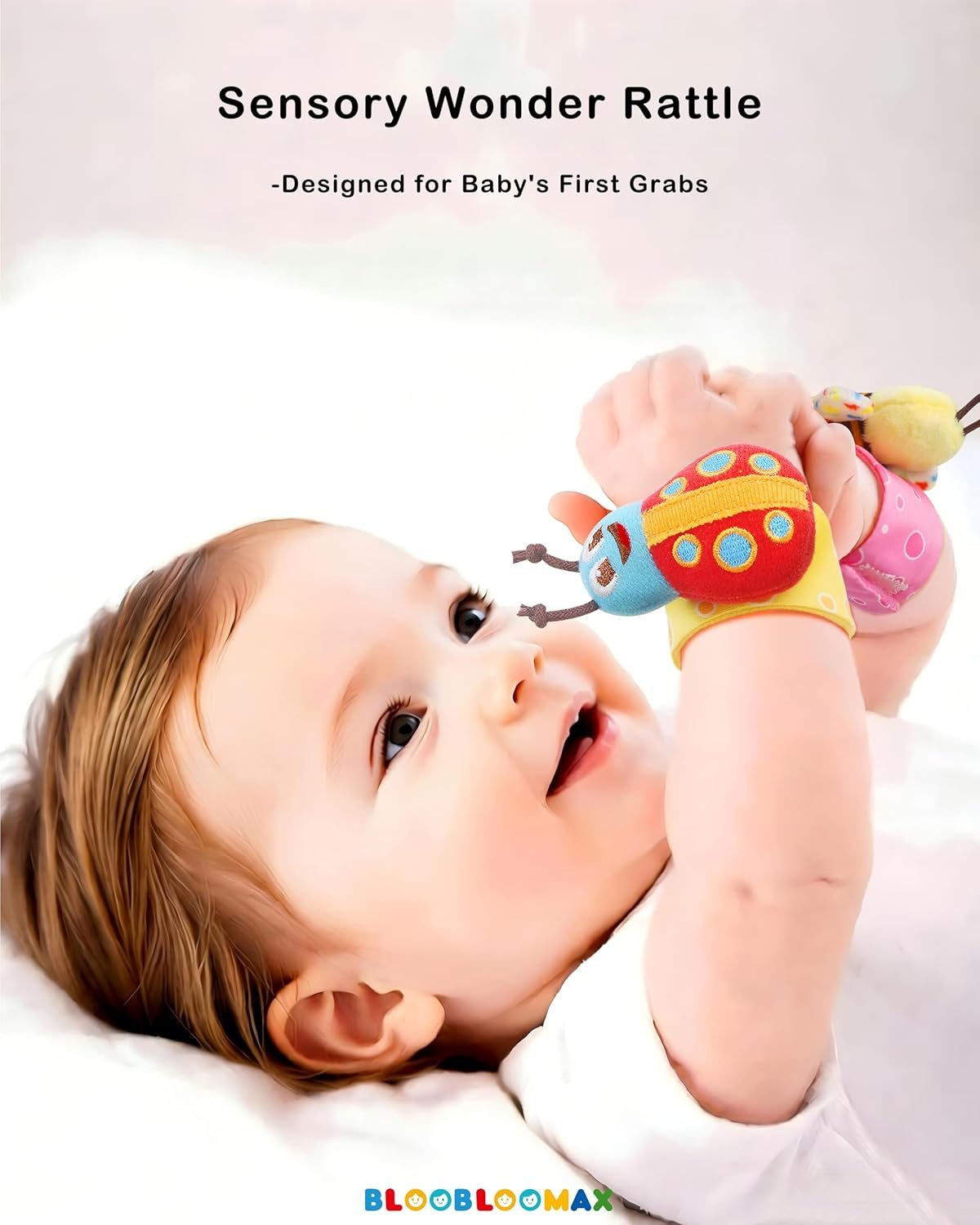 Bloobloomax Wrist Rattle Socks and Foot Finder Set, Infant Girl Boy Toys for Babies 0-36 Months, Newborn Hand & Foot Toys for 0 to 3 Years, Baby Shower Gifts Set Easter Basket Stuffer - Image 2