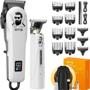GTSPro Hair Clippers for Men, Clippers and Trimmers Set, Barber Clippers, Electric Hair Trimmer with Box, Gifts for Men White