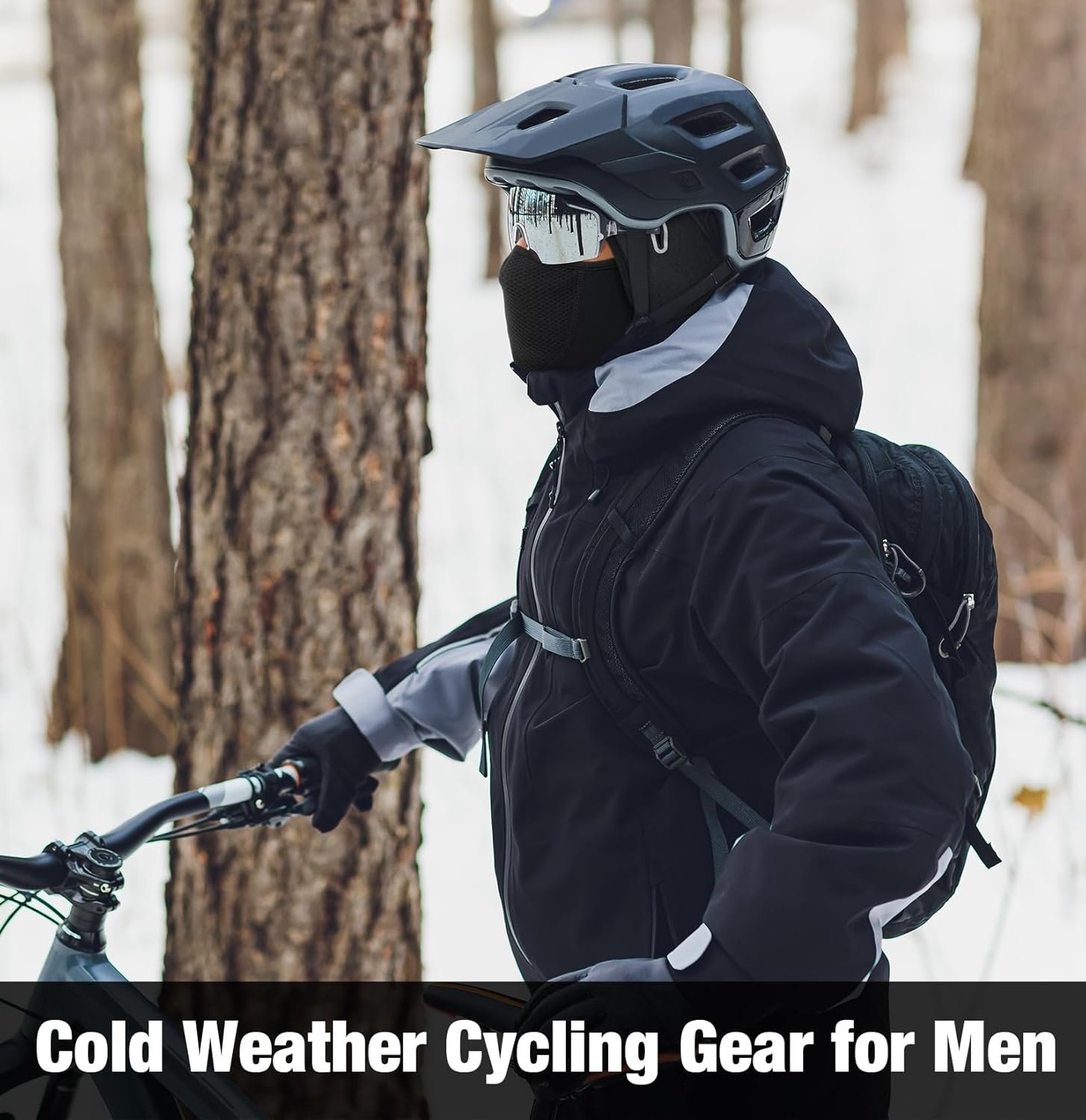 MELASA Thermal Skull Cap Helmet Liner Hat with Face Cover, Balaclava Face Mask with Glasses Holes for Cycling Motorcycle - Image 6