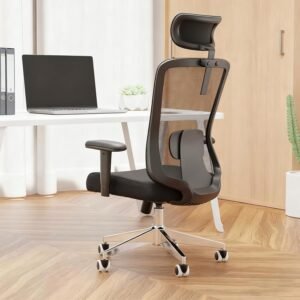 Ergonomic Office Chair with Adjustable Lumbar Support & Flip-Up Armrests – High Back Computer Desk Chair with Thickened Seat Cushion, Rolling Wheels for Home/Office Study Work (05black)