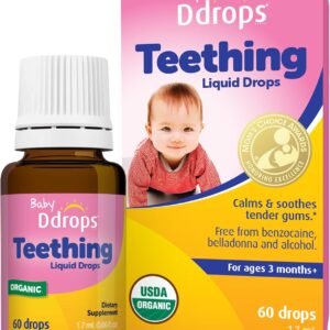 Ddrops Organic Baby Teething Liquid Drops, for Ages 3 Months+, 60 Drops, 0.06 fl oz (1.7 ml)
