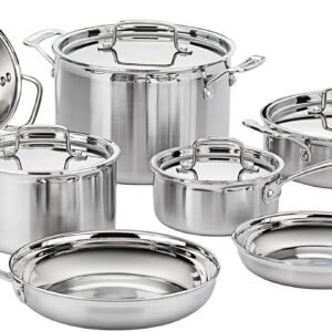 Cuisinart 12-Piece MultiClad Pro Triple Ply Stainless Stainless Steel Pots and Pans Set, Cookware Set Compatible with Induction, Electric, Gas Cooktops, Cool Grip Handles, Oven Safe to 500°F, Silver