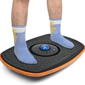 Standing Desk Anti Fatigue Mat Balance Board with Marble, 360° Rotation Exercise Wooden Wobble Board Stability Rocker Perfect for Office, Workstation, Home, Gym, Kitchen