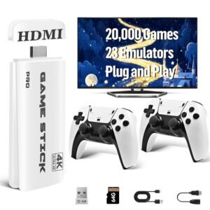 Retro Gaming Console with 23 Emulators, 2026 Game Stick with 20,000+ Classic Titles 4K HDMI Output Retro Game Console Plug and Play with Dual 2.4GHz Controller, 64G
