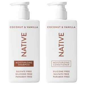 Native Coconut & Vanilla Shampoo and Conditioner Contain Naturally Derived Ingredients | All Hair Types, Color & Treated, Fine to Dry Damaged, Sulfate & Dye Free – 2-Pack