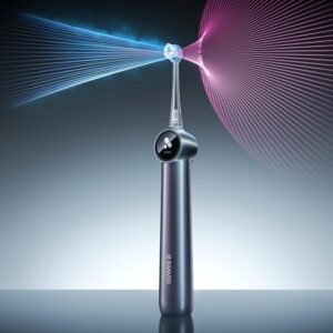 RANVOO AirJet X5 [Next-Gen Jet-Flow | Maximum Clean Power] Sonic Electric Toothbrush, 100% Plaque Removal, Whitening & Gum Care, 60-Day Battery Life, Rechargeable with 3 Pro Brush Heads, Space Gray