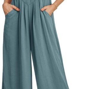 IWOLLENCE Women’s Summer Jumpsuits Boho Wide Leg Overalls Casual Loose Rompers with Pockets 2026