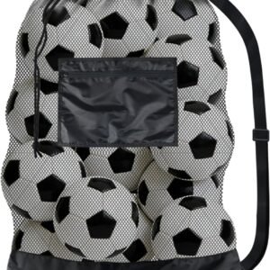 BROTOU Extra Large Soccer Ball Net Bag, 40″ x 30″ Drawstring Mesh Ball Bag with Zipper Pocket, Sports Equipment Bag for Gym, Cloth, Beach, Swimming Gears