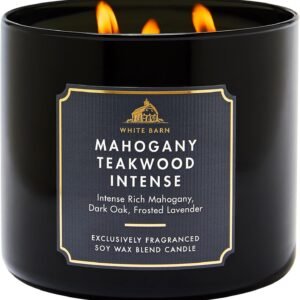 Bath & Body Works Mahogany Teakwood Intense 3-Wick Candle – Scented Candle for At-Home Use – Long-Lasting, Room-Filling Fragrance – High Fragrance Oil Concentration – Soy Wax Blend