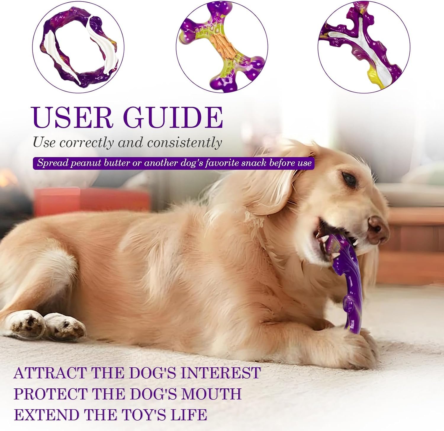 Frienhund Tough Dog Toys for Aggressive Chewers 3 Pack, Indestructible Dog Toys for Large Dogs, Dog Chew Toys, Aggressive Chew Toys to Keep Them Busy, Dog Bones for 15-100lbs Puppy/Medium/Large Breeds - Image 5