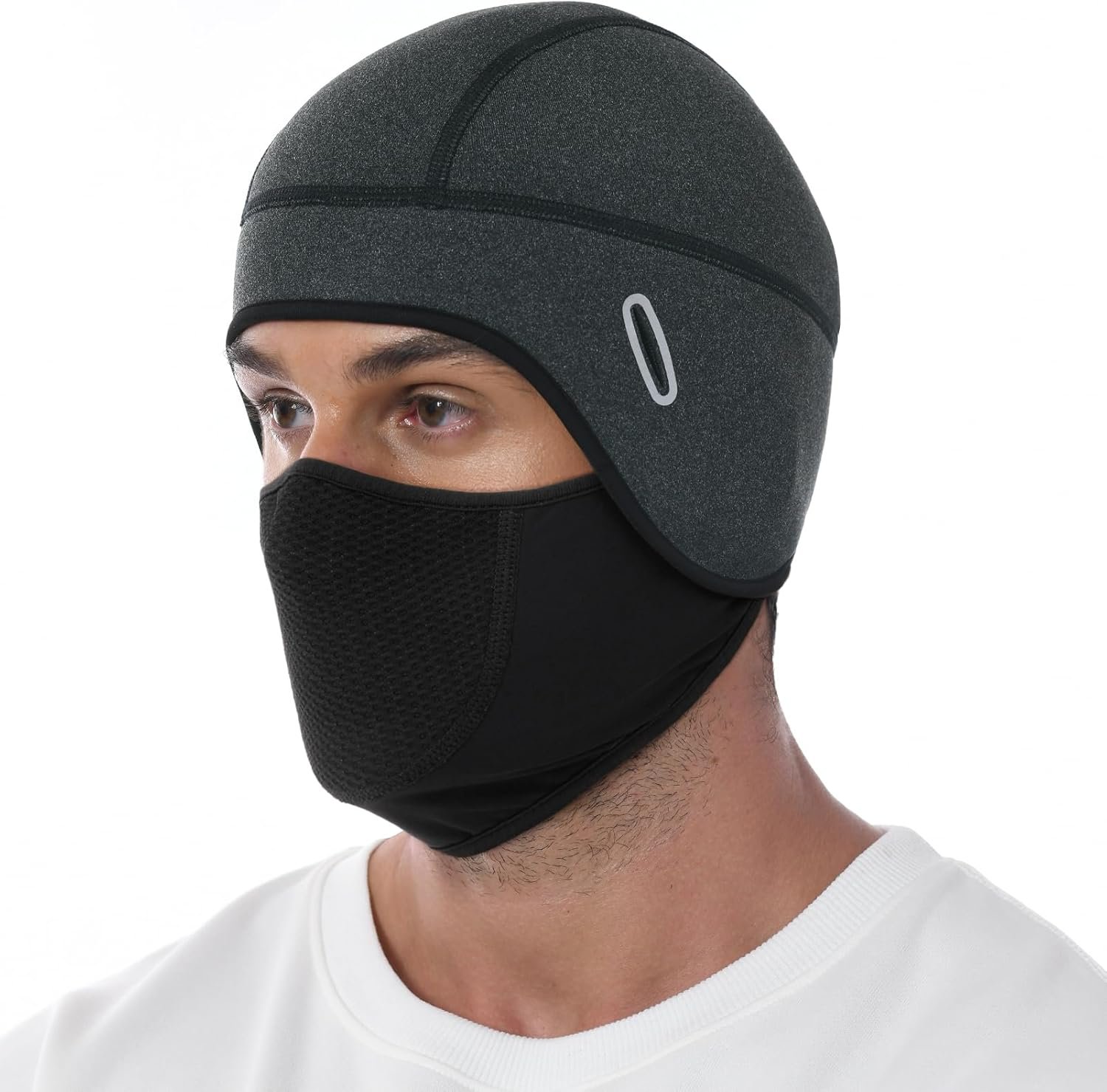 MELASA Thermal Skull Cap Helmet Liner Hat with Face Cover, Balaclava Face Mask with Glasses Holes for Cycling Motorcycle