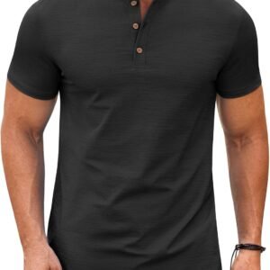 COOFANDY Mens Henley Shirts Short Sleeve Casual Stylish Tshirt Lightweight Summer Basic Tee Tops