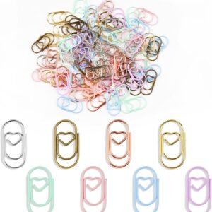 80 Pcs Heart Paper Clips – Love Heart-Shaped Small Clip Metal Journaling Clamps, Colorful Decorative Cute Paper Clips for Women, Document Note Sorting & Organizing