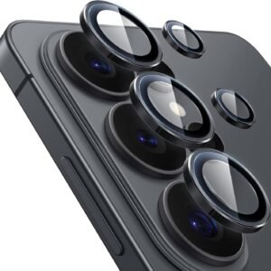 JETech Camera Lens Protector for Samsung Galaxy S26 Ultra, 9H Tempered Glass Metal Individual Ring Cover, HD Clear, 1 Set (Black)