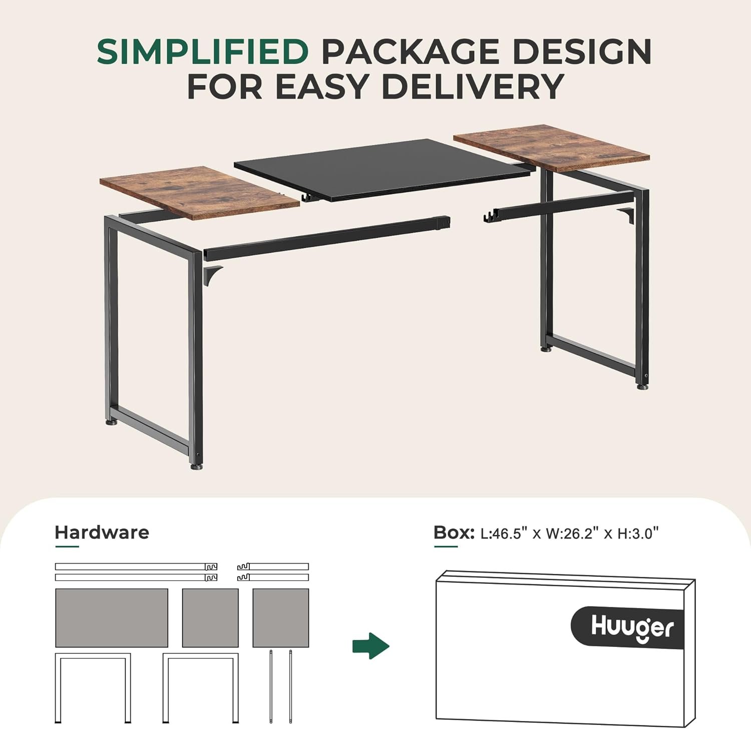 Huuger Computer Desk, 63 Inch Office Desk, Gaming Desk with Storage, Writing Desk Work Desk for Home Office, Study, Modern Simple Desk, Large Legroom, Metal Frame, Rustic Brown and Black - Image 8