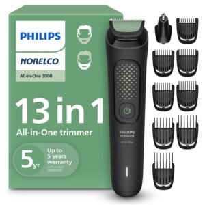 Philips Norelco All-in-One 3000 Series 13 in 1 Trimmer, Beard Styler & Men’s Hair Clipper, 9 Length Settings & Self-Sharpening Skin-Friendly Blades, MG3919/50