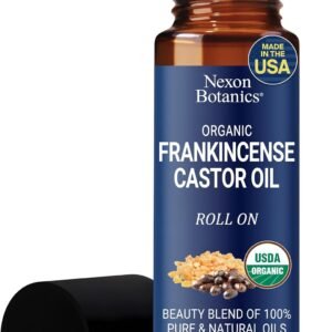 Organic Castor Oil and Frankincense Eye Roller 10 ml – Natural Essential Blend for Under Eye Puffiness & Fine Lines – Lightweight Roll On – Nexon Botanics