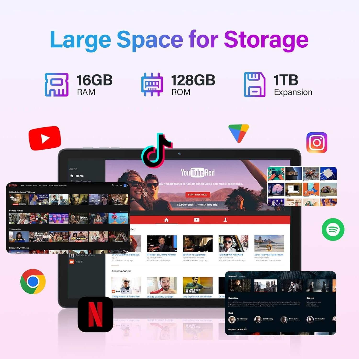 11 Inch-Android 15 Tablet 2026 Latest Update 16GB RAM 128GB ROM 1TB Expandion 5G WiFi Cellular 21MP Dual Camera Octa-core MTK8786.Gemini AI 2.0.Tablets with Keyboard,Mouse,protective film,Case-Gray - Image 4