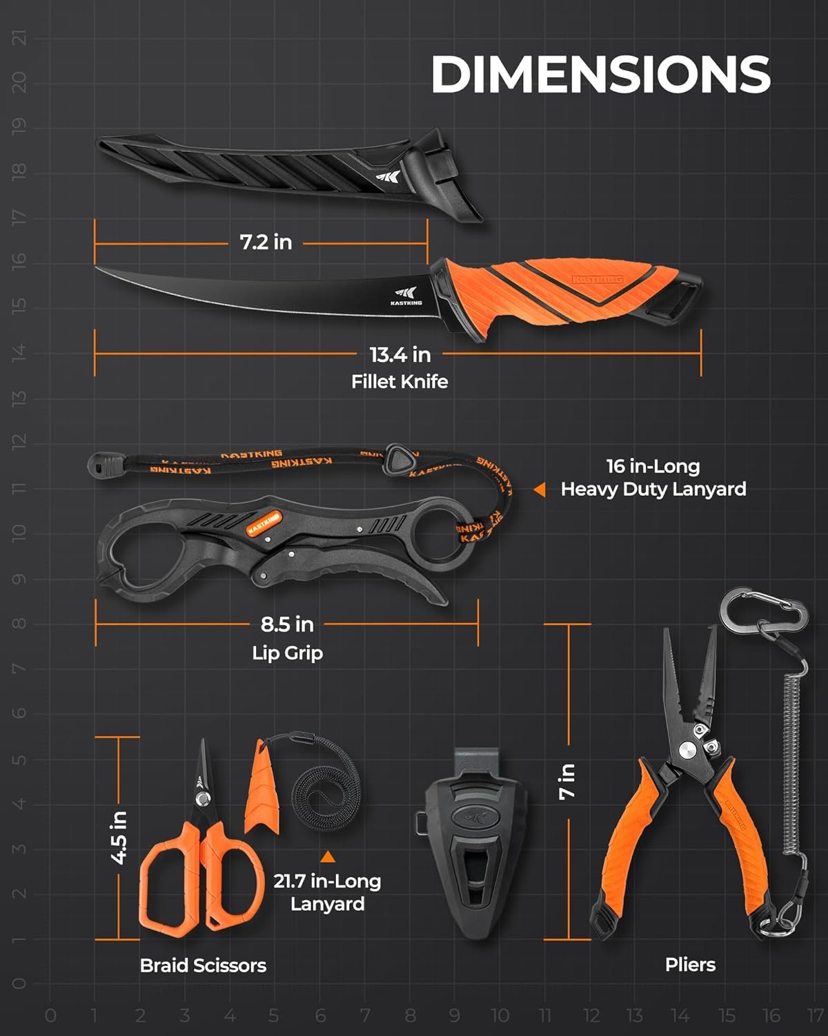 KastKing SteelStream Fishing Tool Set, Fishing Gear - Corrosion Resistant Fishing Pliers, Fillet Knife, Fishing Scissors, Fish Lip Gripper, Multi-Functional Jaw, Fishing Gifts for Men - Image 8