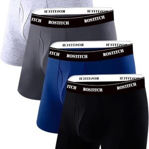 Men’s Boxer Briefs, Soft and Breathable Upgrade cotton men‘s underwear with Fly, Super elasticity mens underwear
